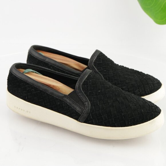 Cole Haan Womens Grandpro Slip On Shoes Size 9 Black Woven Suede Sporty Loafers - Picture 2 of 11